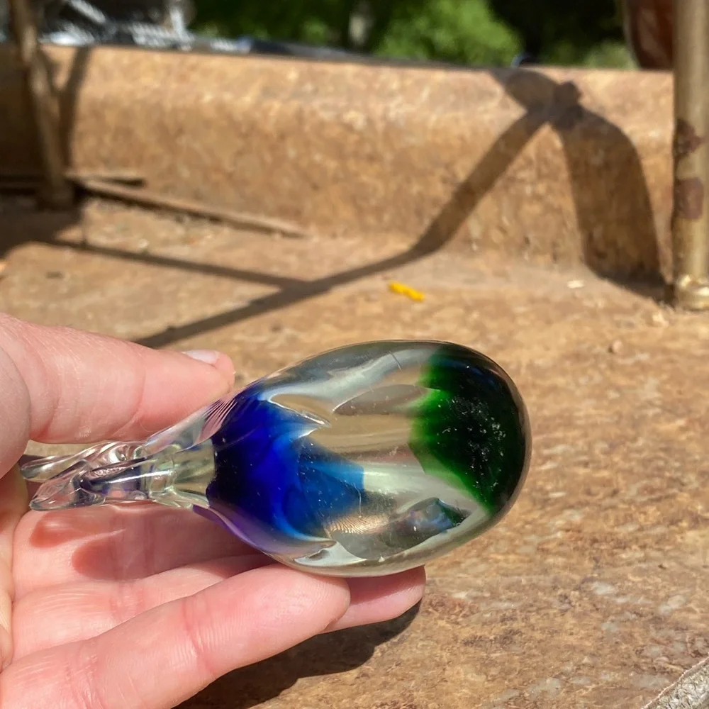 Glass Fish Figurine - Green and Blue Paperweight Angel fish 🐠